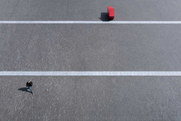 Unique appearance of dark Graphite clay paver dominates Tour & Taxis plaza