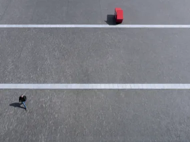 Unique appearance of dark Graphite clay paver dominates Tour & Taxis plaza